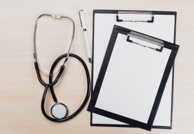 tıbbi Pano ve stetoskop.