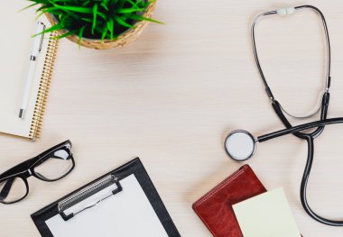 tıbbi Pano ve stetoskop.