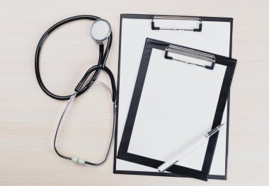 tıbbi Pano ve stetoskop.