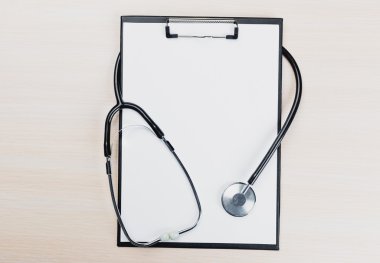 tıbbi Pano ve stetoskop.