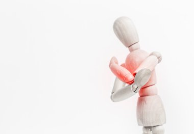 Bir vücut ağrısı. Beyaz arka plan üzerinde izole.