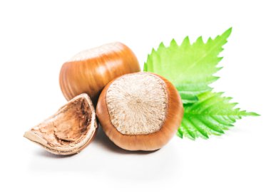 Fındıklar beyaz arka planda izole.