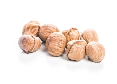 Fındıklar beyaz arka planda izole.