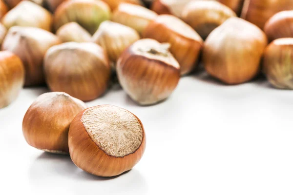 Avellanas aisladas sobre fondo blanco . —  Fotos de Stock