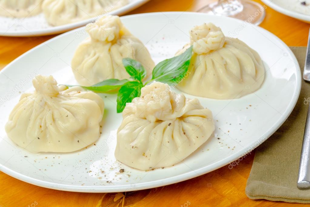 Traditional Georgian khinkali or dumplings