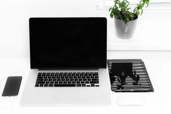 Stylish workspace with computer — Stock Photo, Image