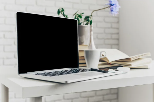 Stylish workspace with computer — Stock Photo, Image