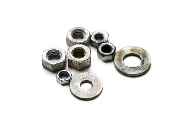 Chrome nuts and bolts — Stock Photo, Image