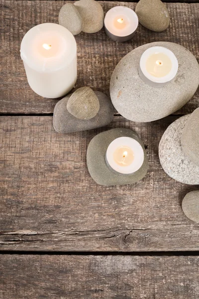 Grey stones, candle — Stock Photo, Image