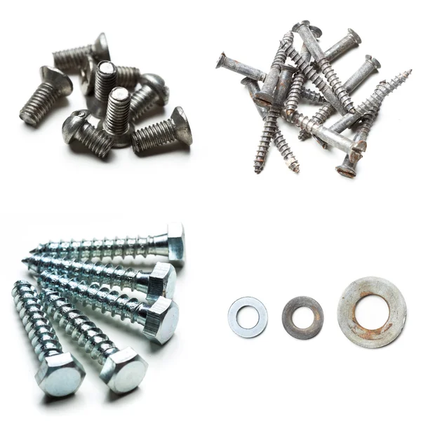 Various screws on a white — Stock Photo, Image