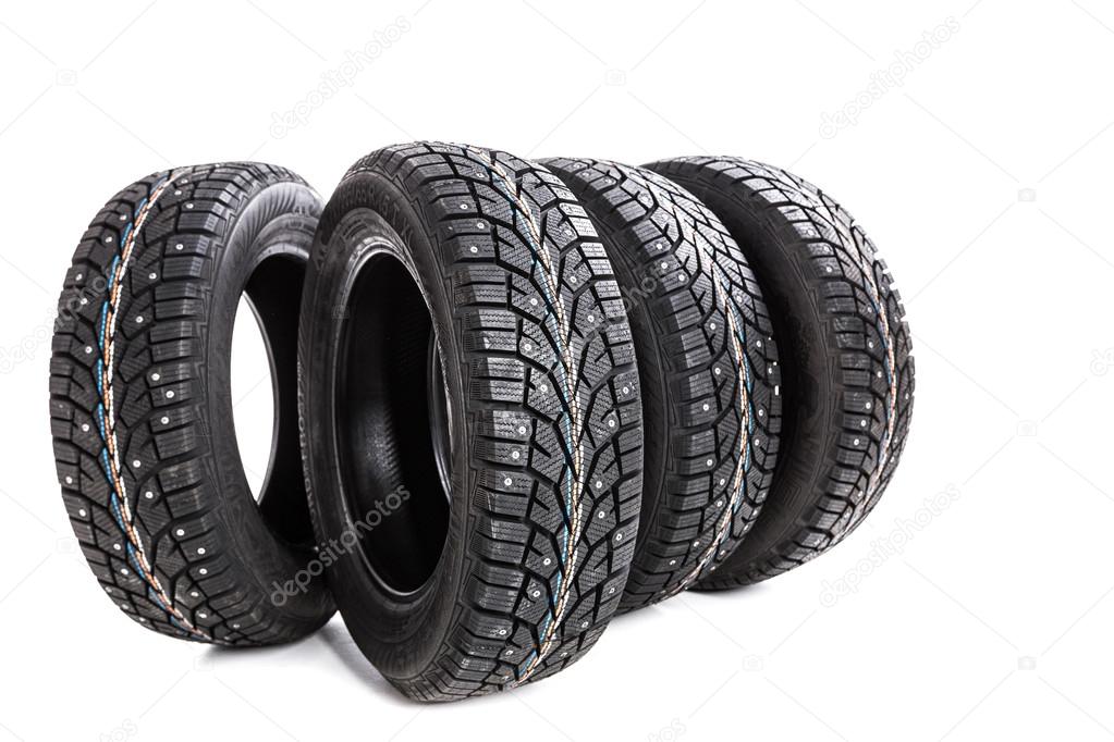 black tires isolated on white