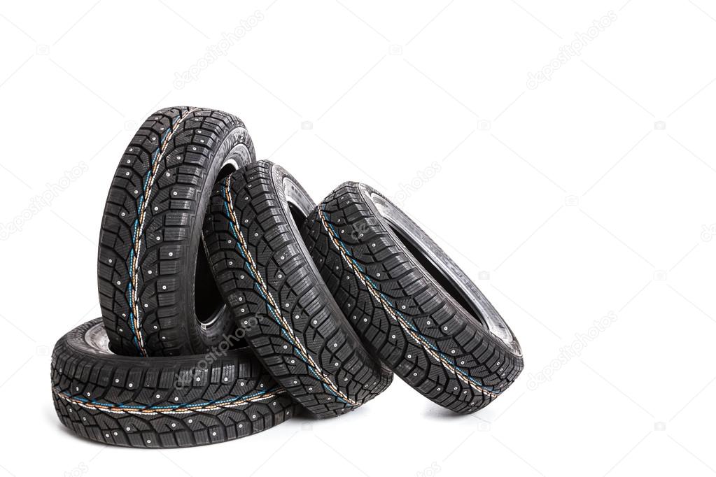 black tires isolated on white