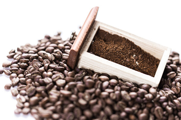 coffee beans isolated on white