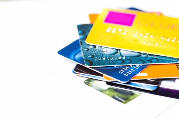 Carte di credito stack Foto Stock