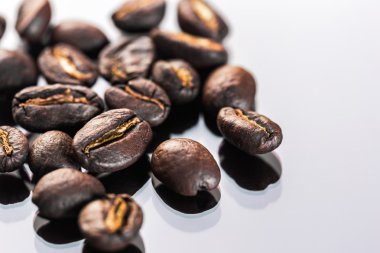 Kahve fincanı ve kahve çekirdeği.