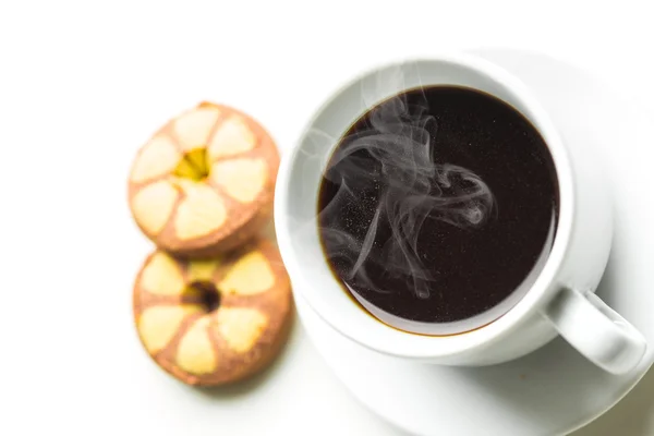 Kopp kaffe och kakor sammansättning — Stockfoto