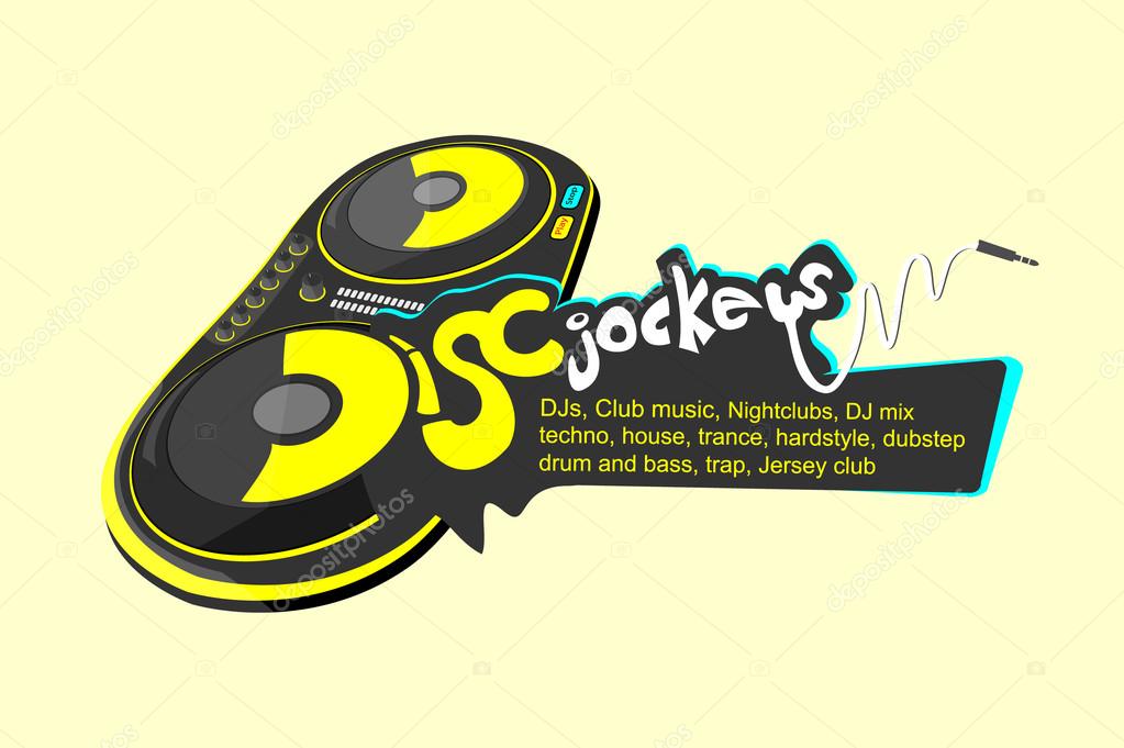 Dj Discjockeys Player Controller turntable yellow and you can add text name