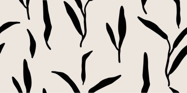 Tarafsız Arkaplanda Minimalist El Çizimi Botanik Şekiller