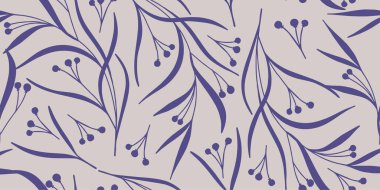 Sessiz Mor Botanik Dalları Kusursuz Desen