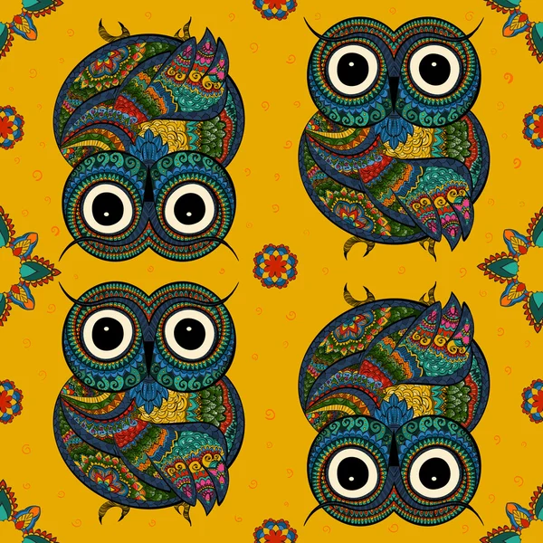 Illustration of owl. Bird illustrated in tribal.Owl whith — Stock Photo, Image