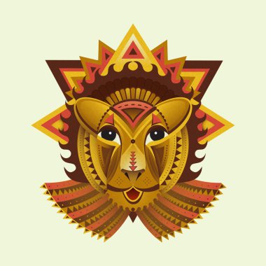 Aslan geometrik yüz daireler, üçgenler ve diğer şekillerden inşa edilmiştir. Düz geometrik aslan. Yaratıcı aslan hayvanları. Çokgen aslan, Afrika hayvanları