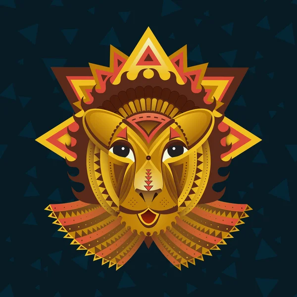 Geometrisches Löwengesicht, das aus Kreisen, Dreiecken und anderen Formen besteht. flache geometrische Löwe. Kreative Löwentiere. polygonaler Löwe, afrikanische Tiere — Stockfoto