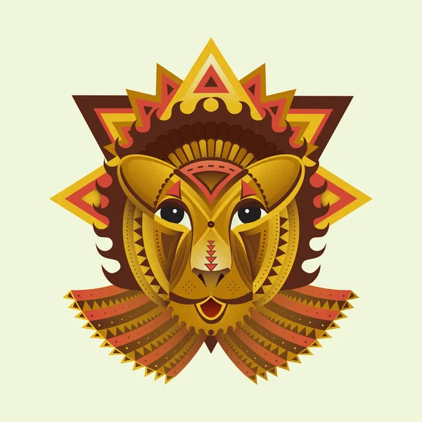 Geometrický obličej lva se utváří z kruhů, trojúhelníků a jiných tvarů. Plochý geometrický lev. Kreativní Lví zvířata. Polygonální lev, africká zvířata — Stock fotografie