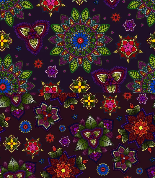 Mandala desenhado à mão, padrão colorido circular para decoração, decoração de mandala colorido, flores de mandala e folhas. Boho mandala flores. Padrão de mandala sem costura . — Fotografia de Stock