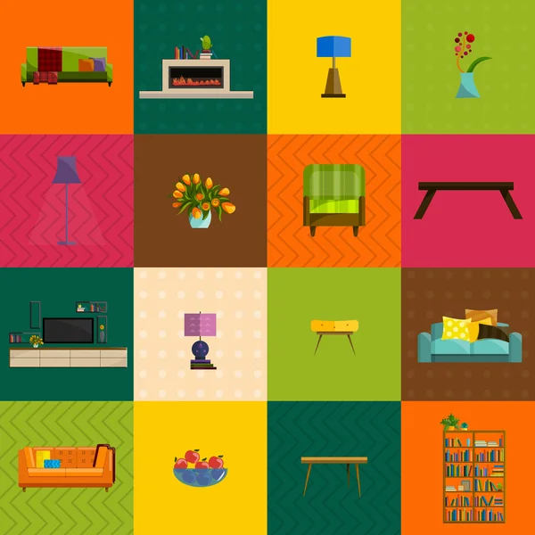 Collection vectorielle d'icônes modernes pour meubles plats . — Image vectorielle