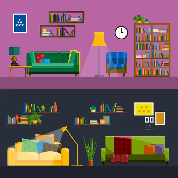 Oturma odası iç. Modern düz tasarım illüstrasyon