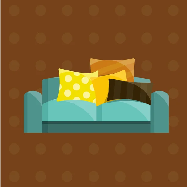 Ilustração vetorial de sofá em conjunto de ícones planos — Vetor de Stock