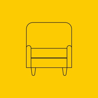 Düz anahat simgelerinde koltuk vektör illüstrasyon seti