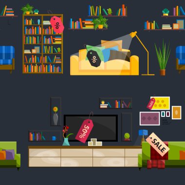 Mobilya Dükkanı Süper Satış Vektör İllüstrasyon