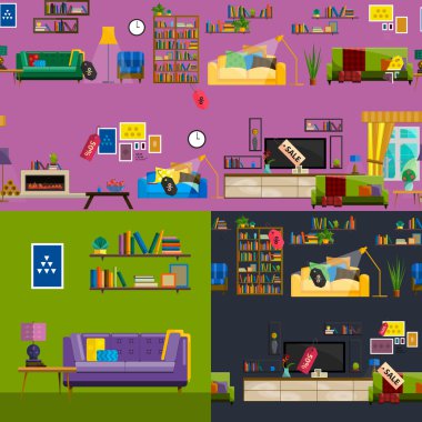 Mobilya Dükkanı Süper Satış Vektör İllüstrasyon