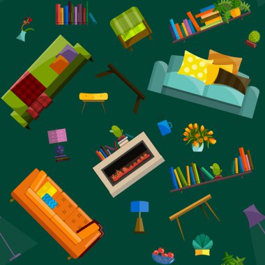 Modern düz mobilya simge seti Vektör koleksiyonu.