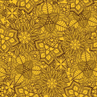 Etnik Mehndi dövme Doodle kına Paisley çiçek öğeleri