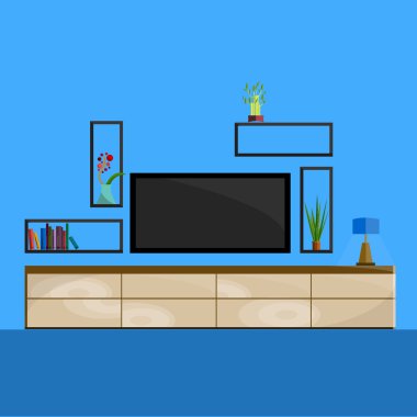 Oturma odası iç. Modern düz tasarım illüstrasyon