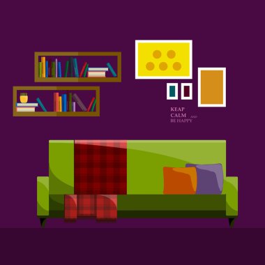 Oturma odası iç. Modern düz tasarım illüstrasyon