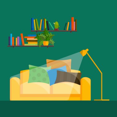 Oturma odası iç. Modern düz tasarım illüstrasyon