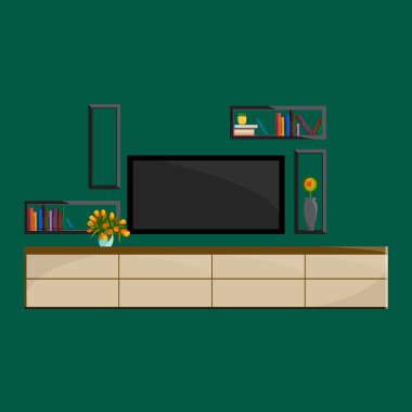 Oturma odası iç. Modern düz tasarım illüstrasyon