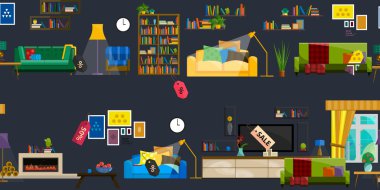 Mobilya Dükkanı Süper Satış Vektör İllüstrasyon