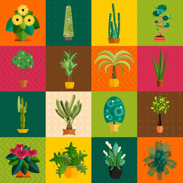 庭の植物、庭のベクトル図に鉢植えの花 — ストックベクタ
