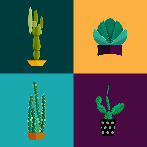 Plantes tropicales, vecteur de cactus dans un style plat . — Image vectorielle