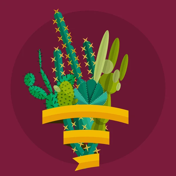 Тропічні рослини, кактус Векторний набір у плоскому стилі . — стоковий вектор