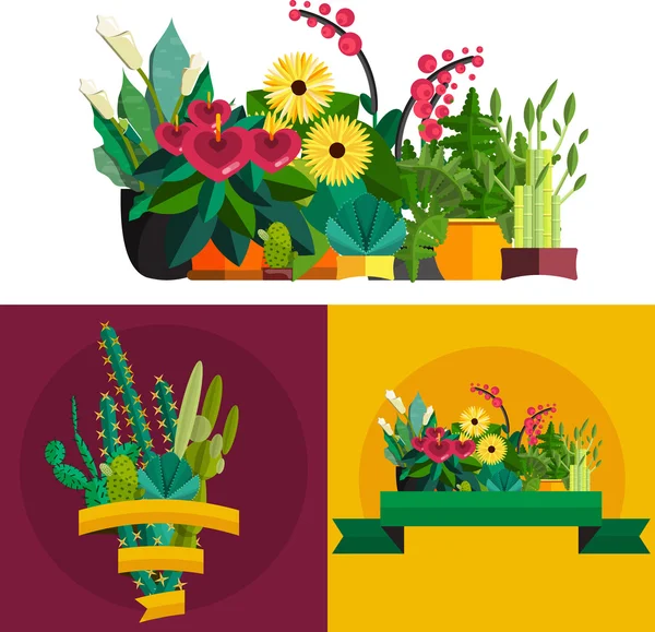 Ramo de flores. Ramo de flores de cumpleaños, vector ilustración diseño plano — Vector de stock