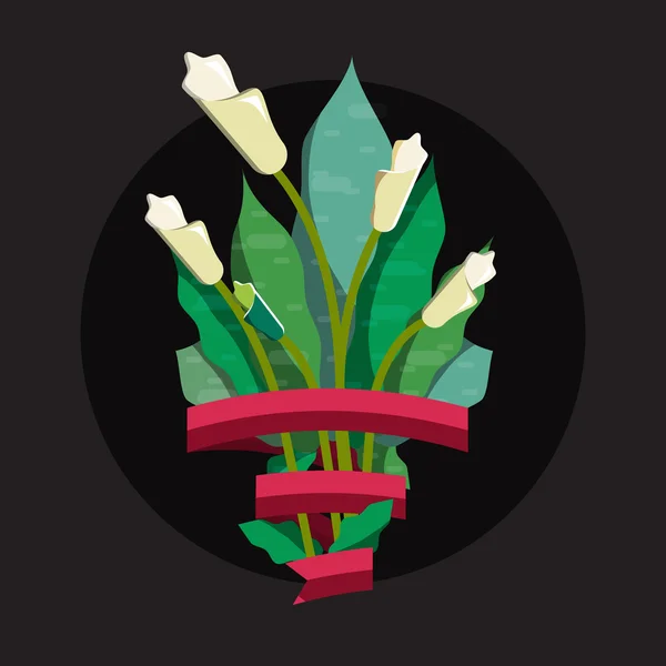 Buquê de flores. Aniversário buquê flores, ilustração vetorial design plano —  Vetores de Stock