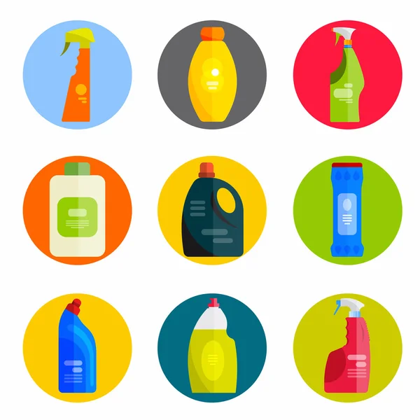 Vector set of cleaning tools. Flat design style. — Stock Vector