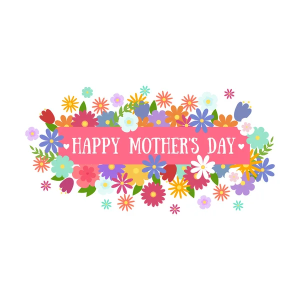 Buquê de vetor ilustraion de flores carrinho de saudação Feliz Dia das Mães —  Vetores de Stock