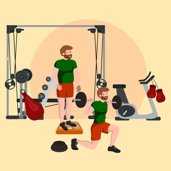 Gente Deportiva y Fitness, Hombre de entrenamiento en la ilustración de vectores de gimnasio . — Vector de stock