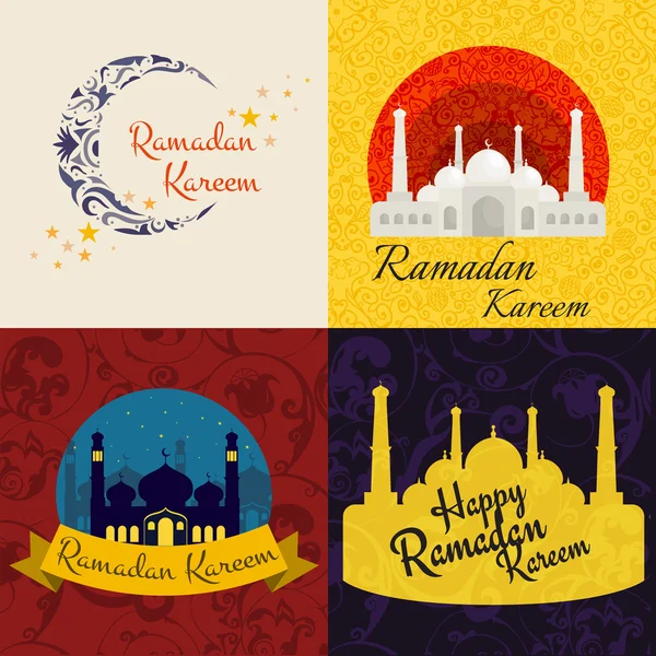 Happy Ramadan Kareem, greeting background vector illustration set — Stok Vektör